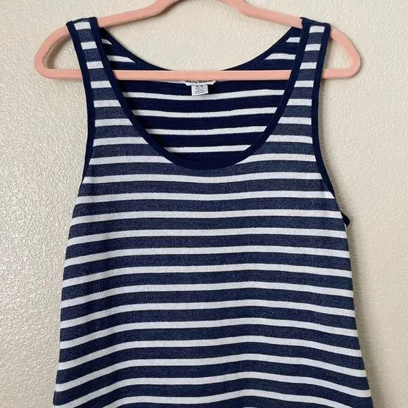 Tommy Bahama Dress Womens Medium Blue White Midi French Terry Striped Tank Beach - Picture 4 of 11